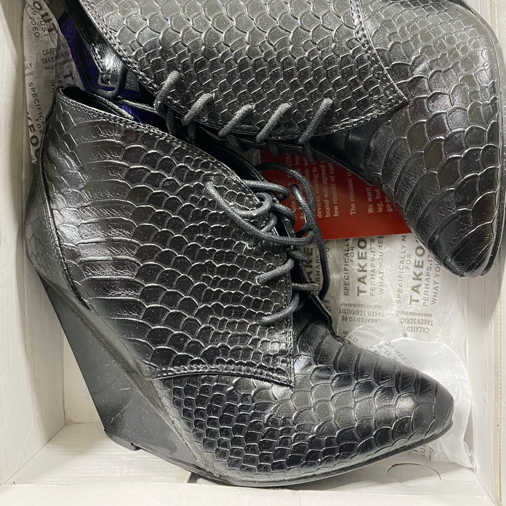 Faux leather embossed boots